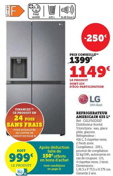 LG - Réfrigérateur Americain 635L offre à 1149€ sur Super U
