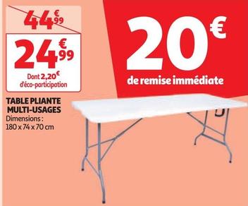 Table Pliante Multi Usages offre à 24,99€ sur Auchan Hypermarché