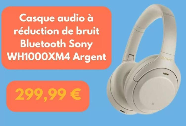 Sony - Casque Audio À Réduction De Bruit Bluetooth WH1000XM4 Argent offre à 299,99€ sur Fnac