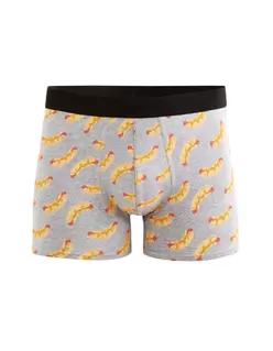 Boxer en coton stretch motifs hot dog - gris chiné offre à 7,99€ sur Celio