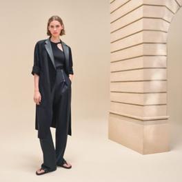 Manteau souple basculé mix cuir offre à 7500€ sur Hermès