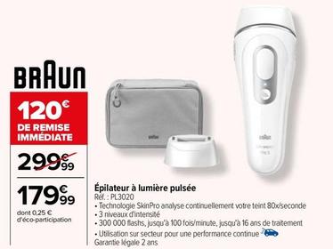 Braun - Épilateur À Lumière Pulsée Réf.: PL3020 offre à 179,99€ sur Carrefour Express