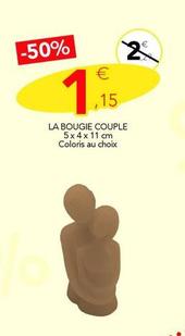 La Bougie Couple offre à 1,15€ sur Stokomani