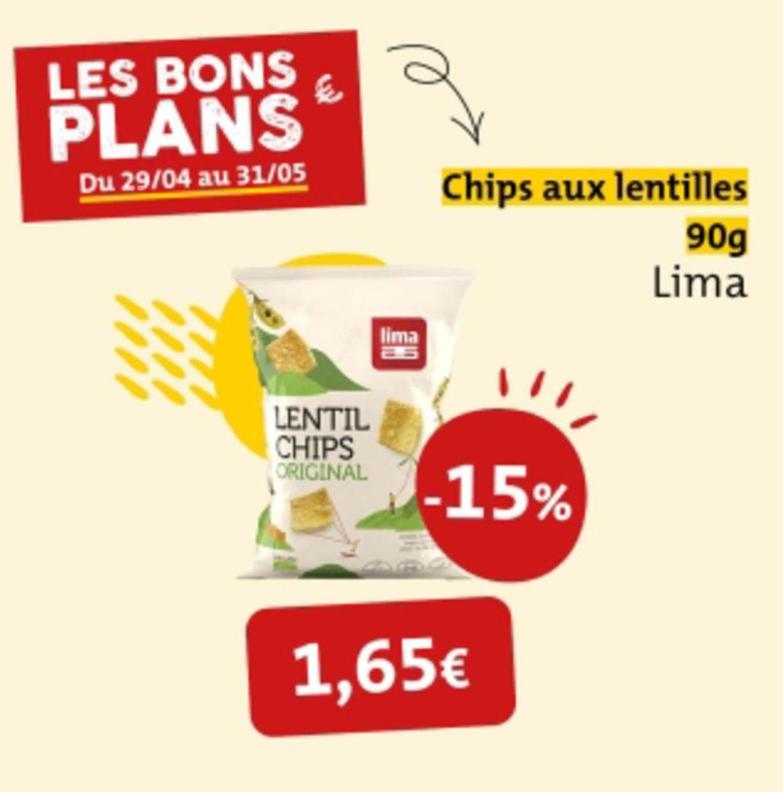 Lima - Chips Aux Lentilles offre à 1,65€ sur So.bio