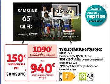 Samsung - Tv Qled TQ65Q6OD offre à 940€ sur Auchan Hypermarché