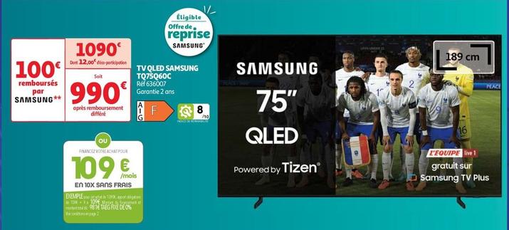 Samsung - Tv Qled TQ75Q60C offre à 990€ sur Auchan Hypermarché