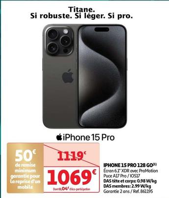 Apple - Iphone 15 Pro 128 Go offre à 1069€ sur Auchan Hypermarché