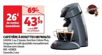 Senseo - Cafetière A Dosettes HD7806/51 offre à 43,99€ sur Auchan Hypermarché