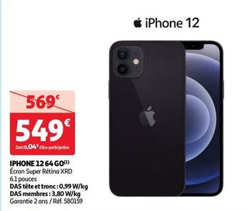 Apple - Iphone 12 64 GO offre à 549€ sur Auchan Hypermarché
