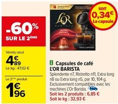 L'or - Capsules De Café Barista offre à 4,89€ sur Carrefour