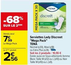 Tena - Serviettes Lady Discreet "Mega Pack" offre à 7,99€ sur Carrefour