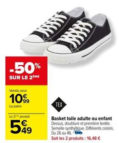 Tex - Basket Toile Adulte Ou Enfant offre à 10,99€ sur Carrefour