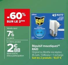 Raid - Répulsif Moustiques offre à 7,19€ sur Carrefour