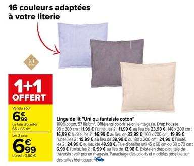 Tex Home - Linge De Lit "Uni Ou Fantaisie Coton" offre à 6,99€ sur Carrefour