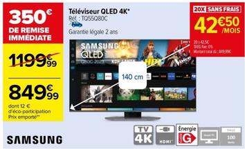 Samsung - Téléviseur QLED 4K TQ55Q80C  offre à 849,99€ sur Carrefour