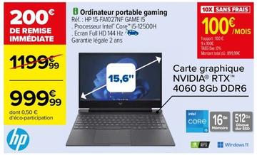 HP - Ordinateur Portable Gaming offre à 999,99€ sur Carrefour