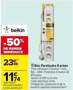 Belkin - Bloc Parafoudre 6 Prises offre à 11,74€ sur Carrefour