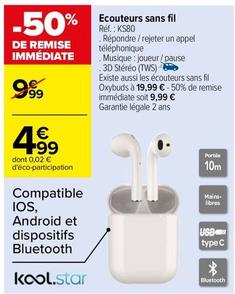 Écouteurs sans fil offre à 4,99€ sur Carrefour
