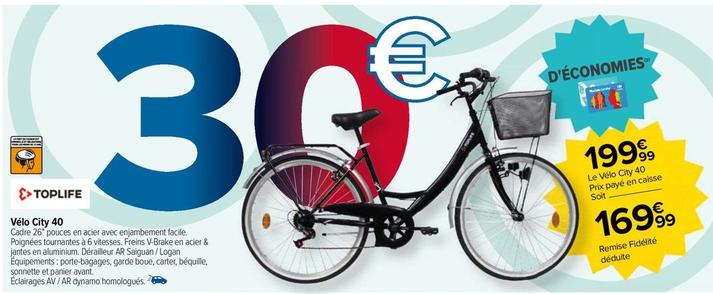 TOPLIF - Vélo City 40 offre à 169,99€ sur Carrefour