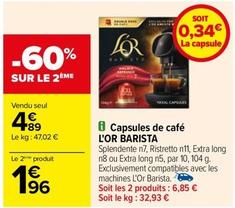 L'or - Capsules De Café Barista offre à 4,89€ sur Carrefour