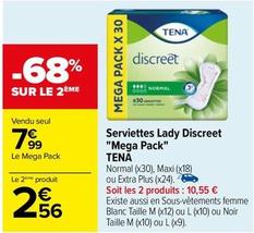 Tena - Serviettes Lady Discreet Mega Pack offre à 7,99€ sur Carrefour
