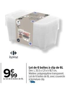 Carrefour - Lot De 6 Boîtes À Clip De 6l offre à 9,99€ sur Carrefour