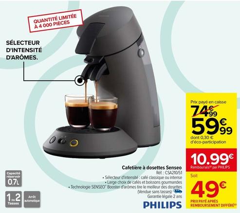 Philips - Cafetière À Dosettes Senseo CSA210/51 offre à 59,99€ sur Carrefour