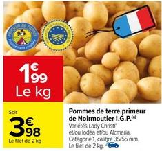 Pommes De Terre Primeur De Noirmoutier I.G.P. offre à 3,98€ sur Carrefour