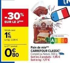 Carrefour - Pain De Mie Classic' offre à 1,15€ sur Carrefour