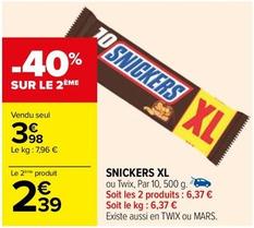 Snickers Xl offre à 3,98€ sur Carrefour