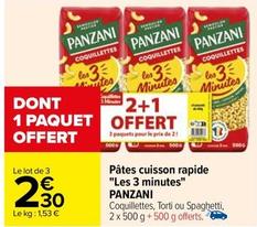 Panzani - Pâtes Cuisson Rapide Les 3 Minutes offre sur Carrefour