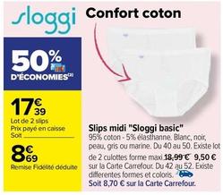 Sloggi - Slips Midi Sloggi Basic offre à 8,69€ sur Carrefour