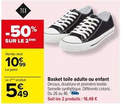Tex - Basket Toile Adulte Ou Enfant offre à 10,99€ sur Carrefour
