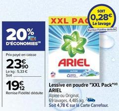 Ariel - Lessive En Poudre Xxl Pack offre à 19,12€ sur Carrefour