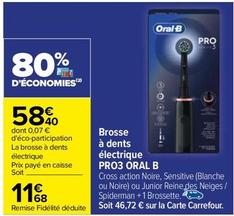 Oral-b - Brosse À Dents Électrique Pro3 offre à 11,68€ sur Carrefour