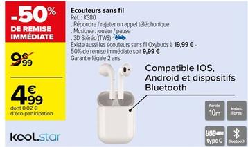 Ecouteurs Sans Fil offre à 4,99€ sur Carrefour