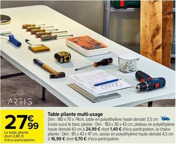 Artis - Table Pliante Multi-Usage offre à 27,99€ sur Carrefour