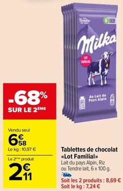 Milka - Tablettes De Chocolat <<Lot Familial>> offre à 6,58€ sur Carrefour Market