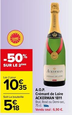 Ackerman - A.O.P. Crémant De Loire 1811 offre à 5,18€ sur Carrefour Market