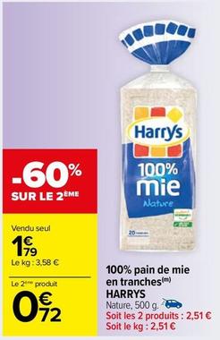 Harry's - 100% Pain De Mie En Tranches offre à 1,79€ sur Carrefour Market