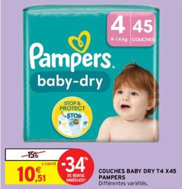 Pampers - Couches Baby Dry T4 X45 offre à 10,51€ sur Intermarché