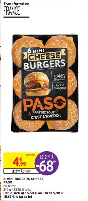 Paso Traiteur - 6 Mini Burgers Cheese offre à 4,99€ sur Intermarché