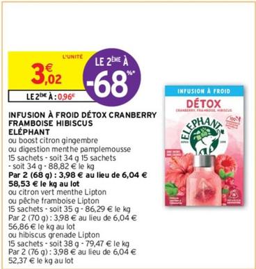 Détox - Infusion À Froid Cranberry Framboise Hibiscus Eléphant offre à 3,02€ sur Intermarché