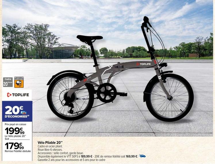 Toplife - Vélo Pliable 20" offre à 179,99€ sur Carrefour Market