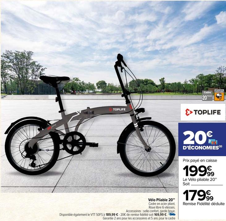Toplife - Vélo Pliable 20" offre à 179,99€ sur Carrefour Market