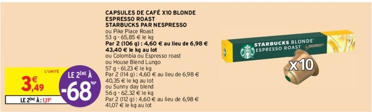 Starbucks - Capsules De Café Blonde Espresso Roast Par Nespresso offre à 3,49€ sur Intermarché Contact