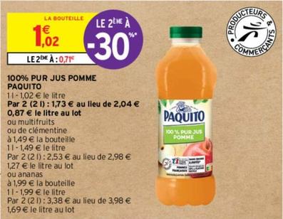 Paquito - 100% Pur Jus Pomme  offre à 1,02€ sur Intermarché Contact