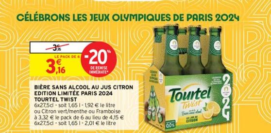 Tourtel Twist - Bière Sans Alcool Au Jus Citron Edition Limitee Paris 2024 offre à 3,16€ sur Intermarché Contact