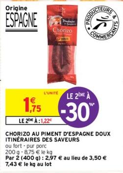 Itinéraires Des Saveurs - Chorizo Au Piment D'Espagne Doux 