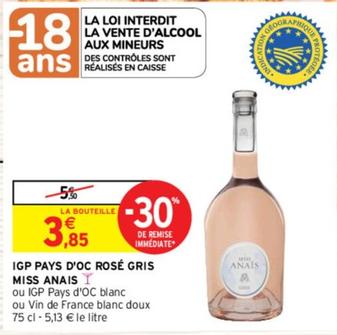 Miss Anais - IGP Pays D'Oc Rosé Gris 